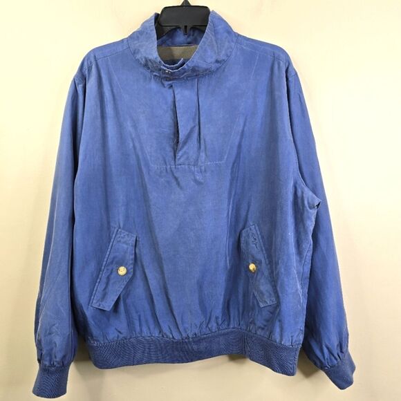 VTG Bobby Jones 1/4 Zip Snap Button Closure Silk Pullover Lightweight Jacket M - Picture 2 of 8